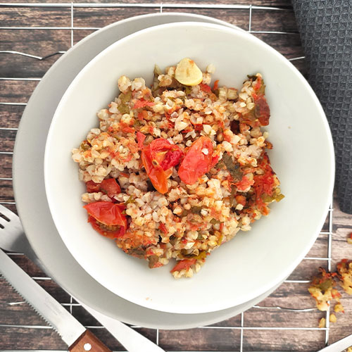 Receta Osojimix RISOTTO-DE-MOTE-CON-TOMATES-ASADO-Y-CEBOLLA-MORADA